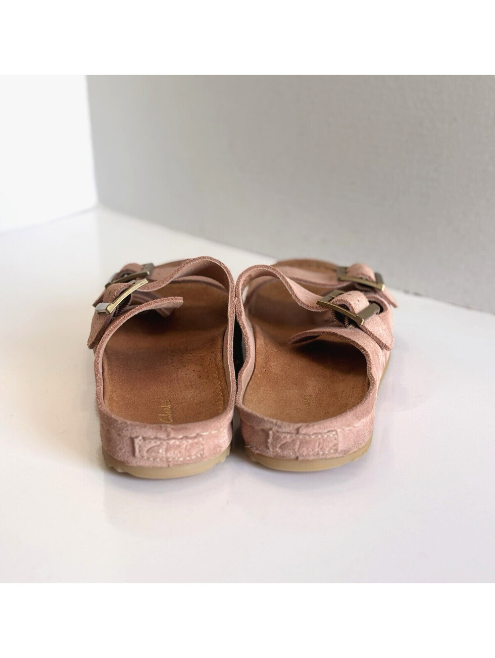 Clarks Brookleigh Sun Slides Women's 9M Dusty Rose Suede Straps Buckles Sandals - Picture 5 of 14